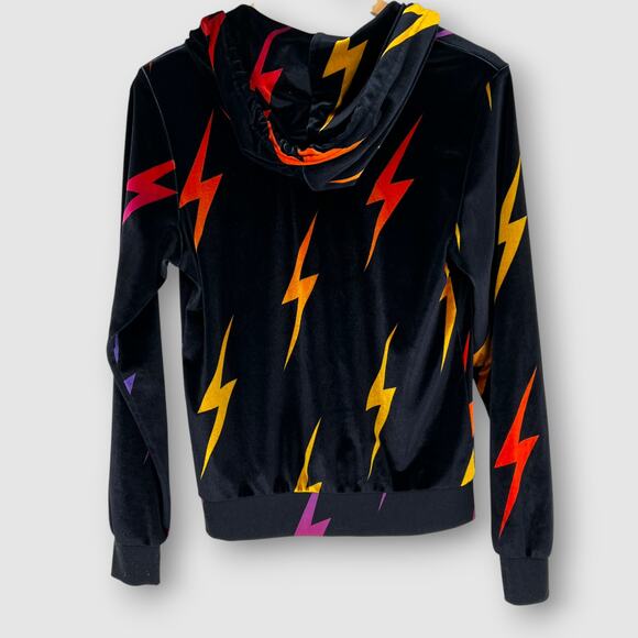 Aviator Nation Lightning Bolt Velvet Velour Zip-Up Hoodie Size Small - Picture 2 of 6